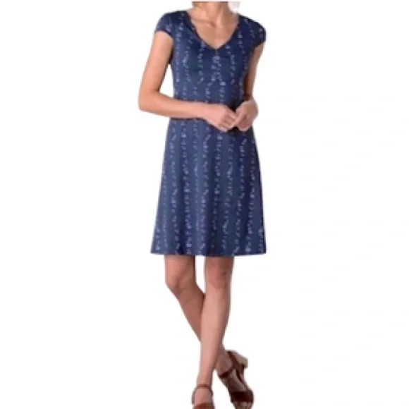 Toad&Co Rosemarie Navy and Light Blue Jersey Knit Dress Size Small EUC - Picture 15 of 16